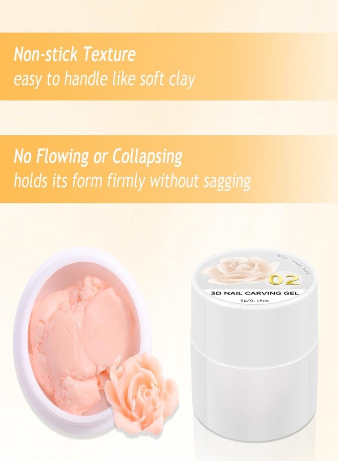 Furtherpretty Colored Sculpting Gel for Nail Art, 6 Colors Nail Clay for 3D Art, Non-Sticky Hard Solid Builder Gel with Silicone Carving Pen, Nail Molding Kit for Home Manicure & Professional Salon - Image 3